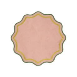 Set 2 Tovagliette Tonde Rosa/verde/lime