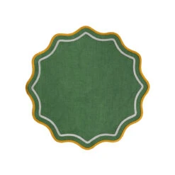 Set 2 Tovagliette Tonde Verde/Oro/Argento